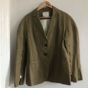 Khaki, beige, olive green linen jacket